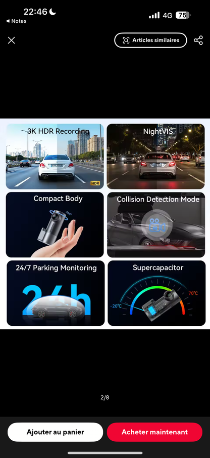 DashCam / Caméra Embarquée 3K HDR Wi-Fi – Vision Nocturne & Surveillance 24H